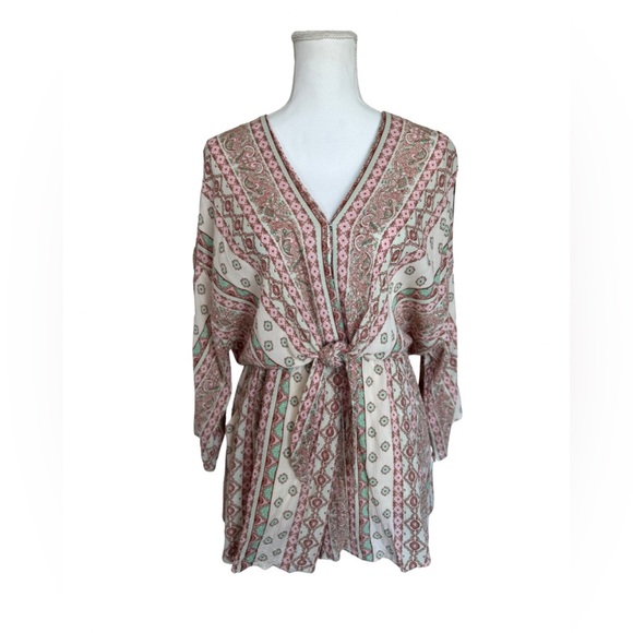 Dress Forum Los Angeles Paisley Print Romper With Tie Front | Small - Picture 1 of 5